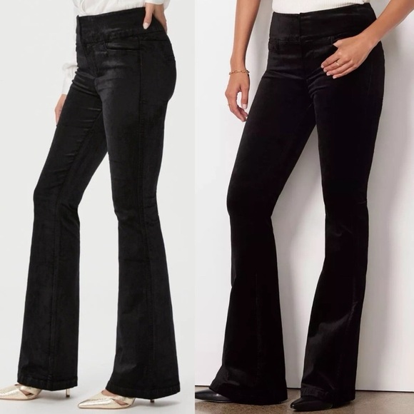 NWT Paige HR Lou Lou Velvet Wide Clean Front Flare Leg Pants Black Overdye 27 - Picture 13 of 13